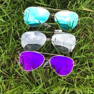 Teardop Flat Lens Metal Aviator Sunglasses